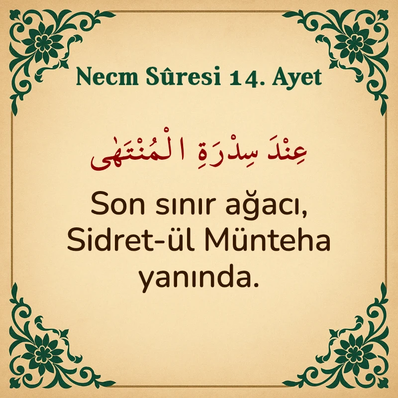 Necm Suresi 14. Ayet Arapça ve Türkçe meali