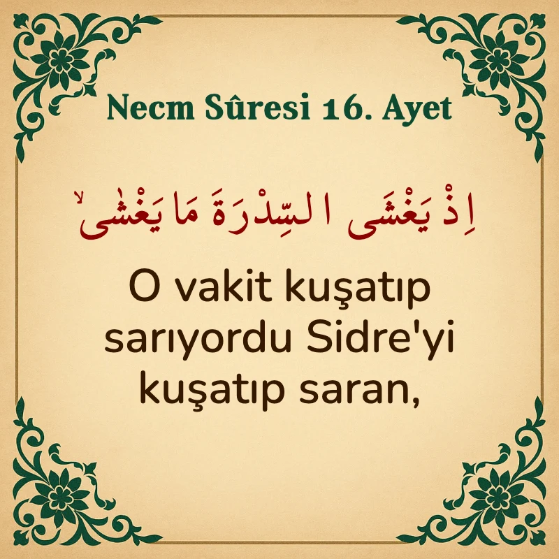 Necm Suresi 16. Ayet Arapça ve Türkçe meali