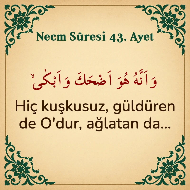 Necm Suresi 43. Ayet Arapça ve Türkçe meali