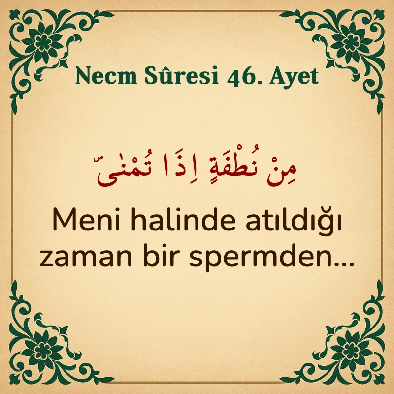 Necm Suresi 46. Ayet Arapça ve Türkçe meali