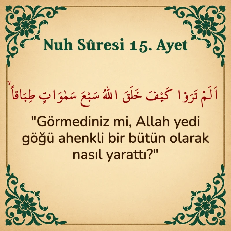 Nuh Suresi 15. Ayet Arapça ve Türkçe meali