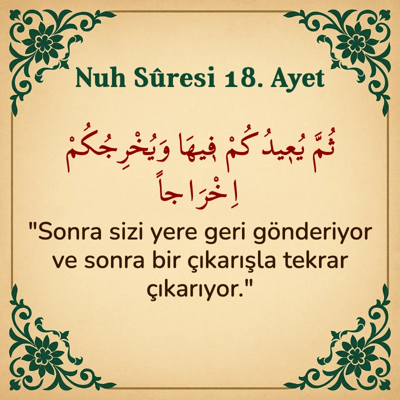 Nuh Suresi 18. Ayet Arapça ve Türkçe meali