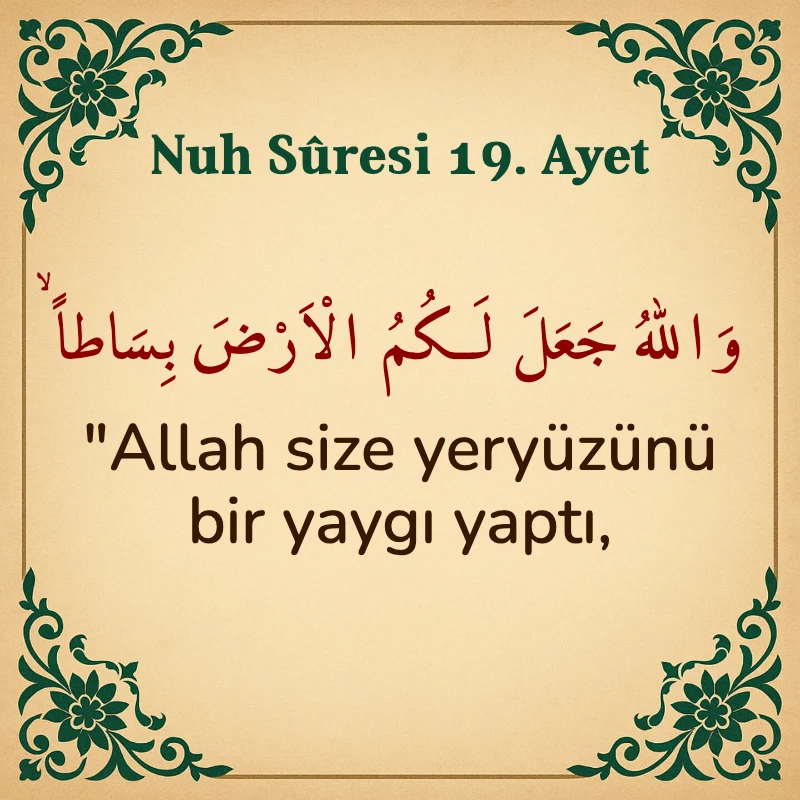 Nuh Suresi 19. Ayet Arapça ve Türkçe meali