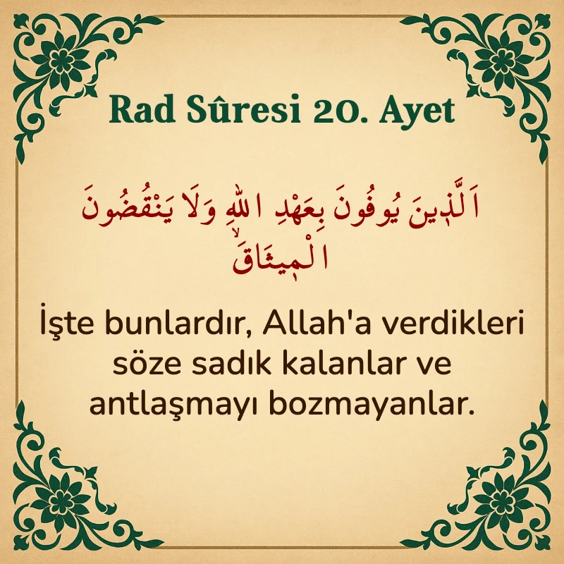 Rad Suresi 20. Ayet Arapça ve Türkçe meali