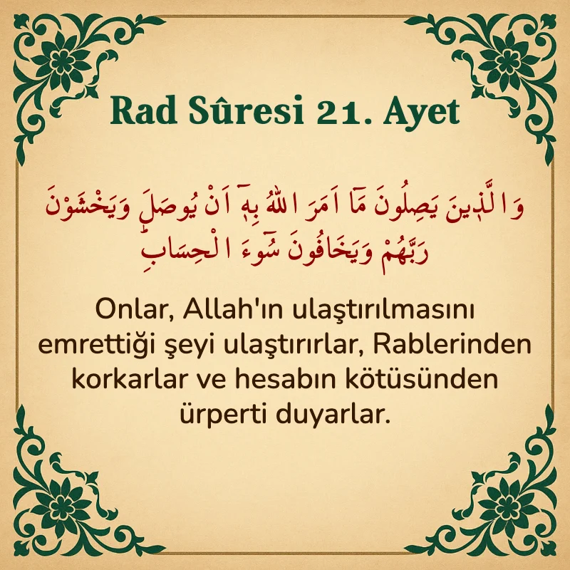 Rad Suresi 21. Ayet Arapça ve Türkçe meali