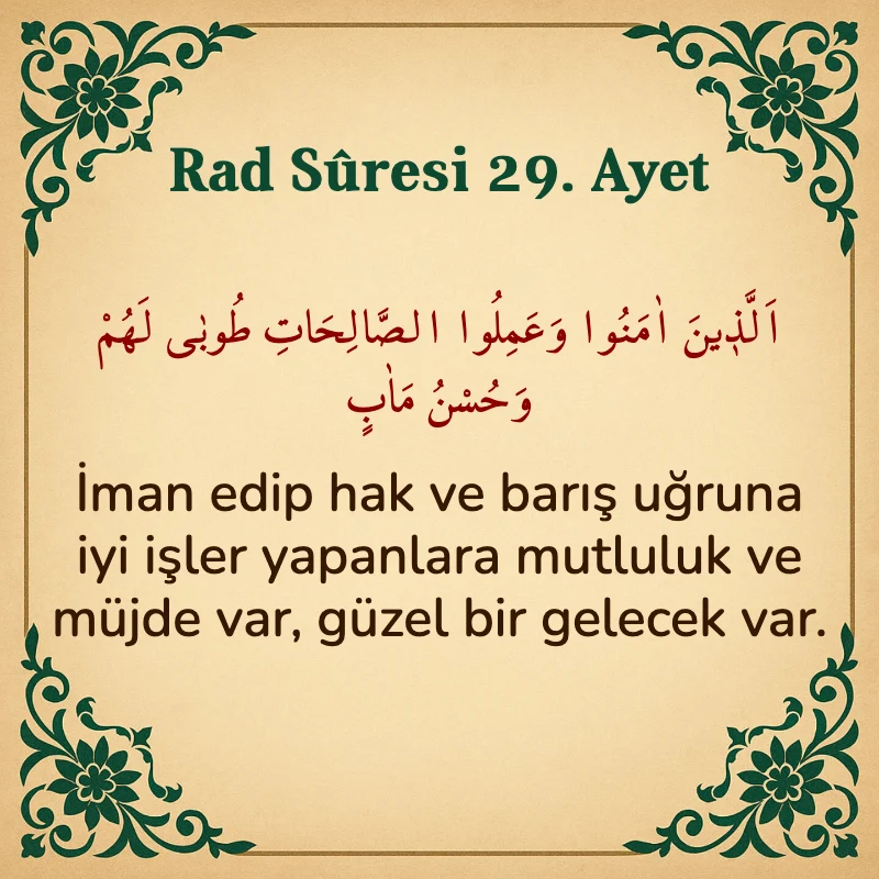 Rad Suresi 29. Ayet Arapça ve Türkçe meali