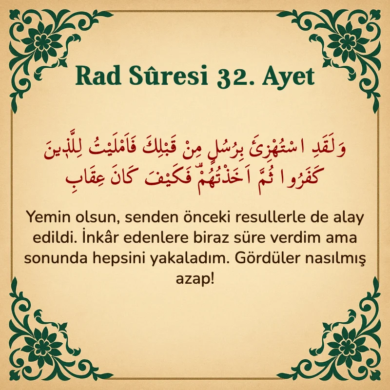 Rad Suresi 32. Ayet Arapça ve Türkçe meali