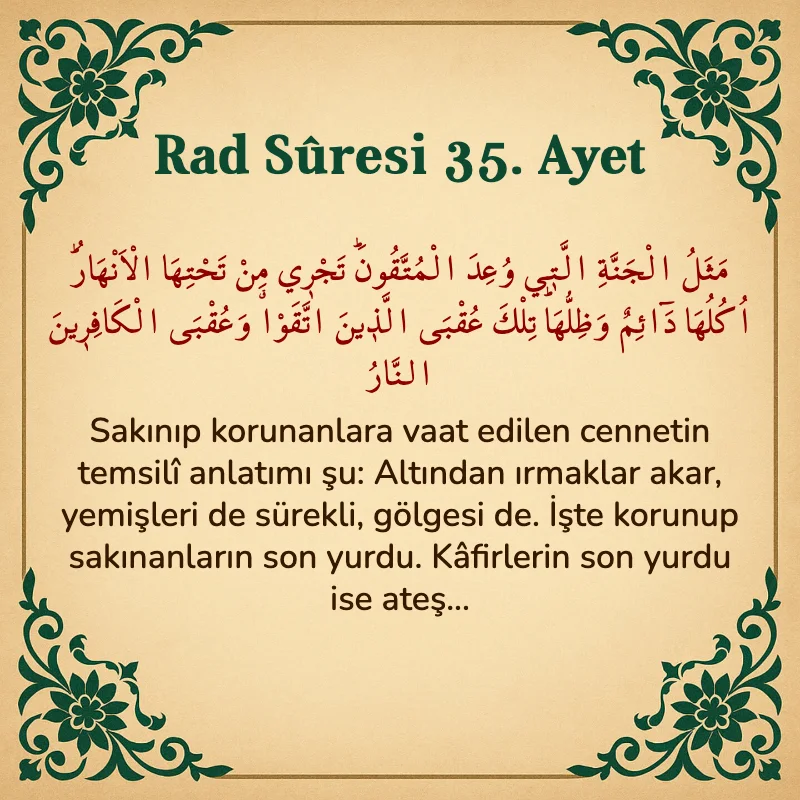 Rad Suresi 35. Ayet Arapça ve Türkçe meali