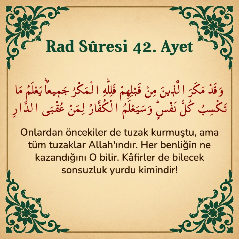 Rad Suresi 42. Ayet Arapça ve Türkçe meali