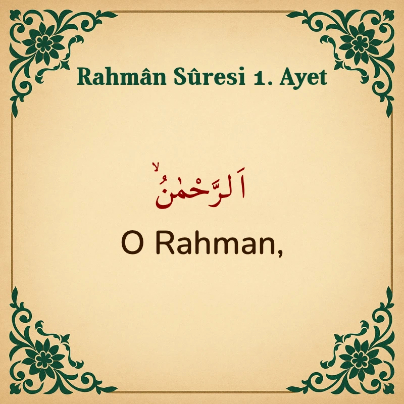 Rahman Suresi 1. Ayet Arapça ve Türkçe meali