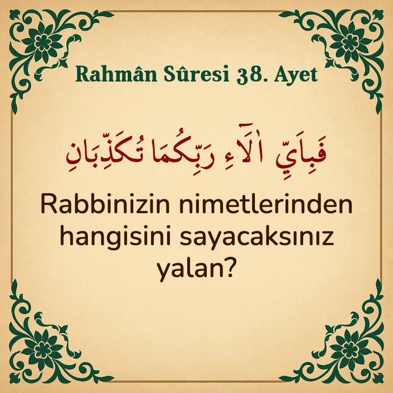 Rahman Suresi 38. Ayet Arapça ve Türkçe meali