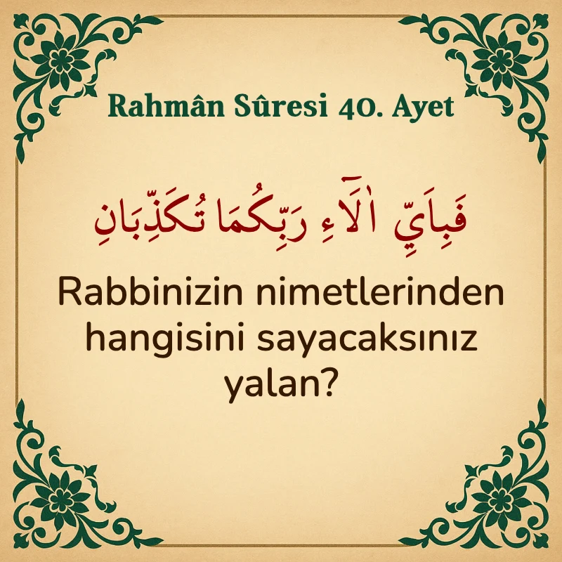 Rahman Suresi 40. Ayet Arapça ve Türkçe meali