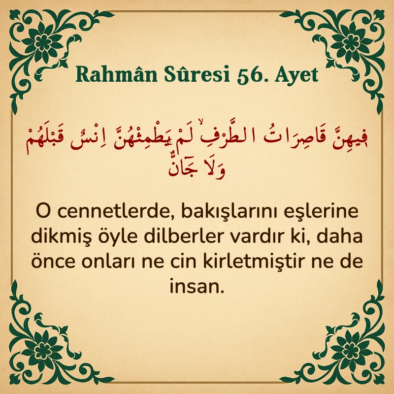 Rahman Suresi 56. Ayet Arapça ve Türkçe meali
