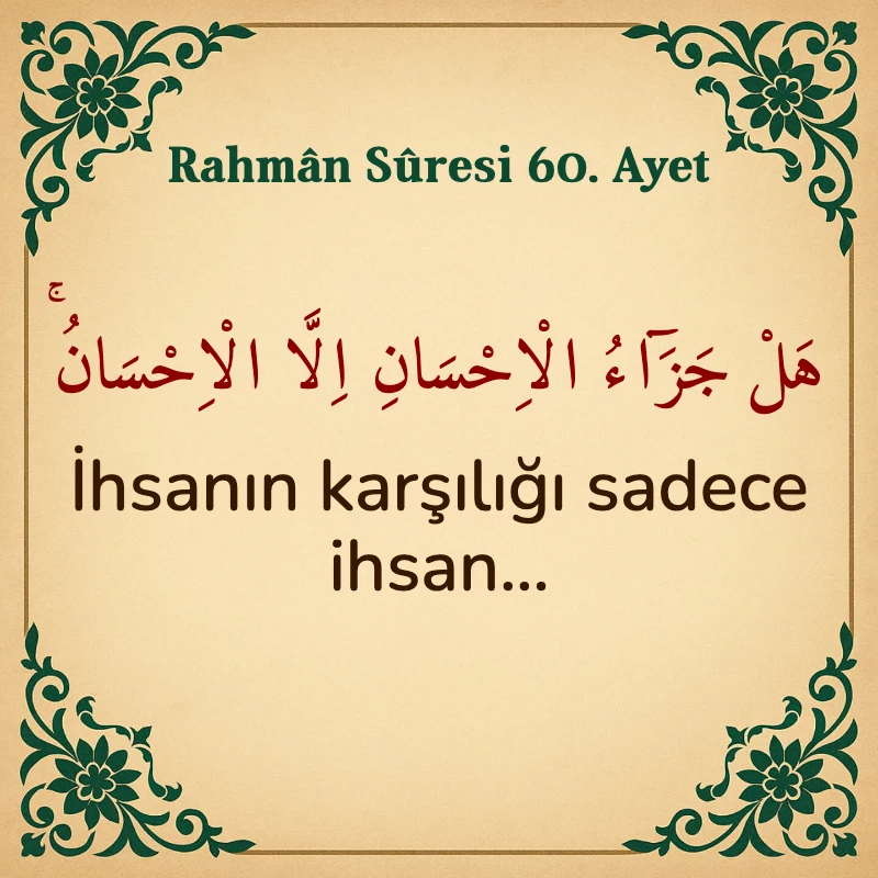 Rahman Suresi 60. Ayet Arapça ve Türkçe meali