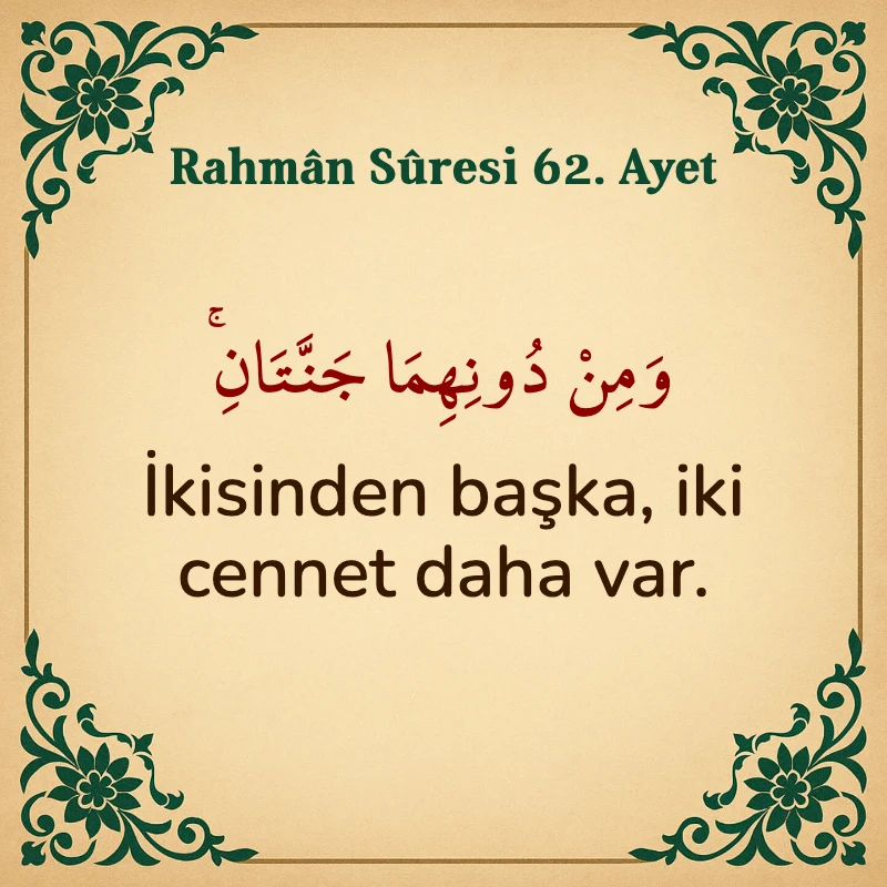 Rahman Suresi 62. Ayet Arapça ve Türkçe meali