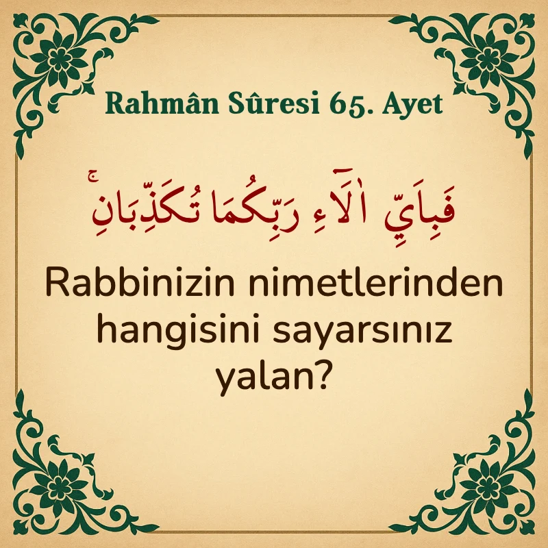Rahman Suresi 65. Ayet Arapça ve Türkçe meali