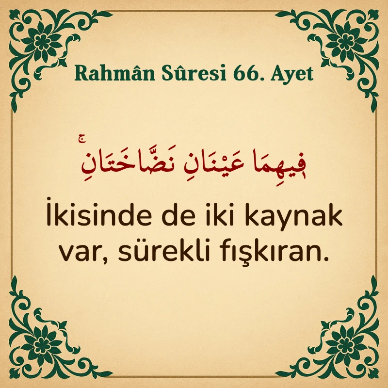 Rahman Suresi 66. Ayet Arapça ve Türkçe meali