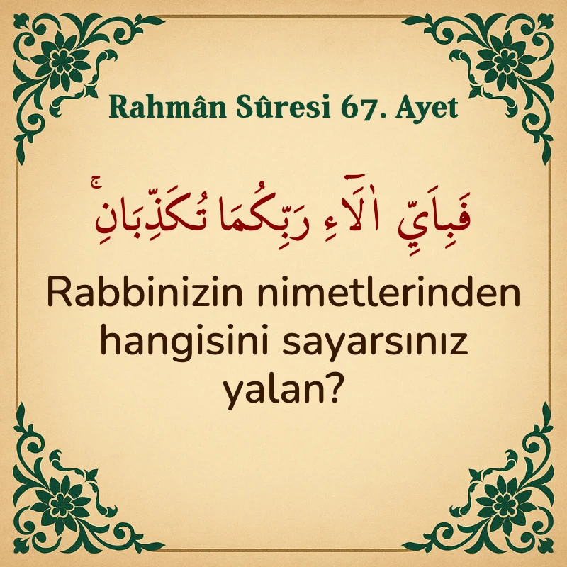 Rahman Suresi 67. Ayet Arapça ve Türkçe meali