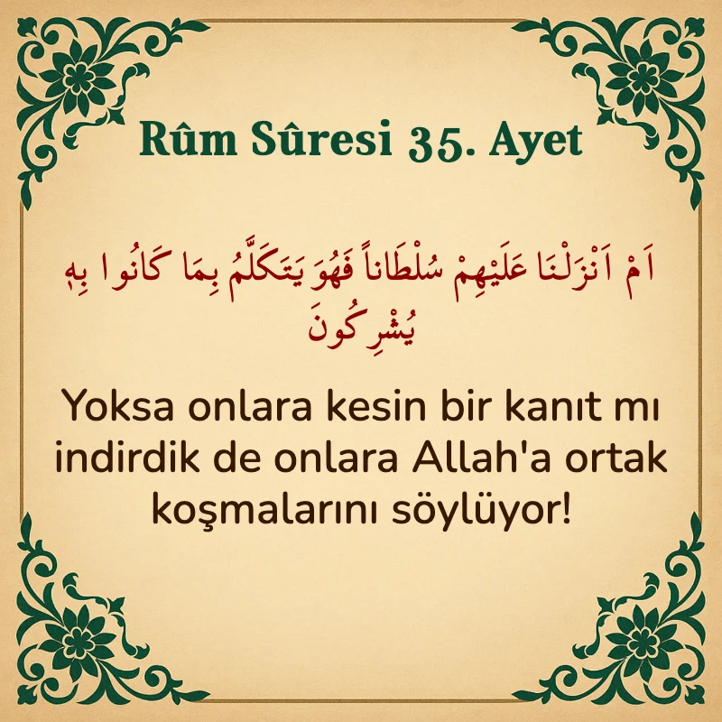 Rum Suresi 35. Ayet Arapça ve Türkçe meali