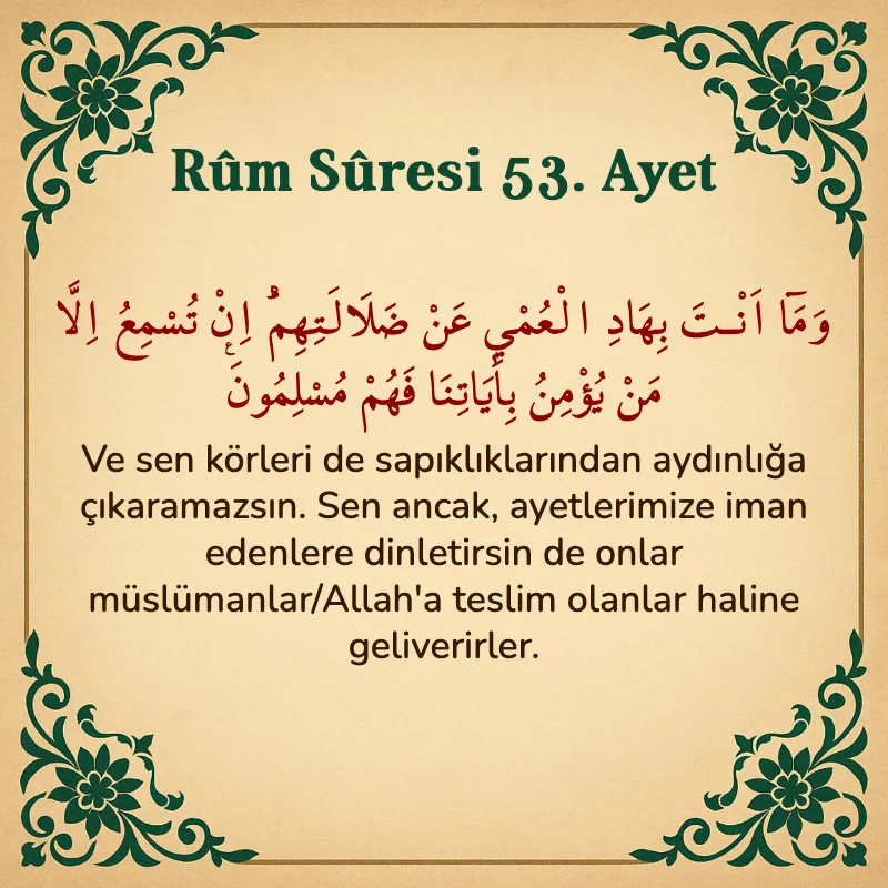 Rum Suresi 53. Ayet Arapça ve Türkçe meali