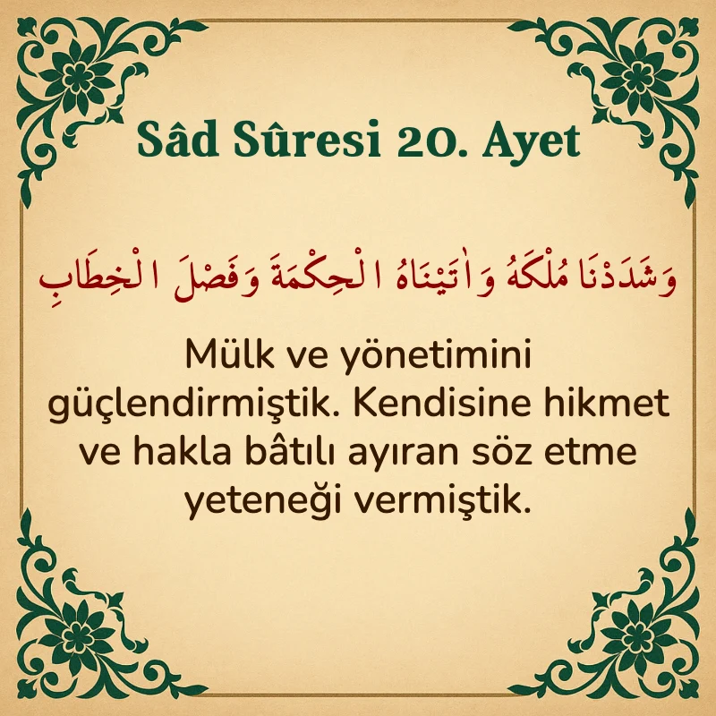 Sad Suresi 20. Ayet Arapça ve Türkçe meali
