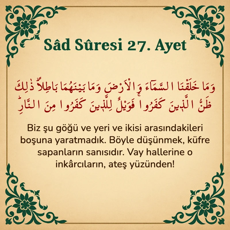 Sad Suresi 27. Ayet Arapça ve Türkçe meali