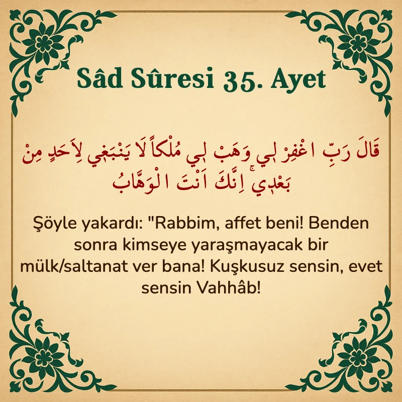 Sad Suresi 35. Ayet Arapça ve Türkçe meali