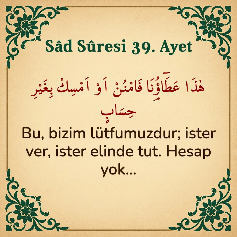 Sad Suresi 39. Ayet Arapça ve Türkçe meali