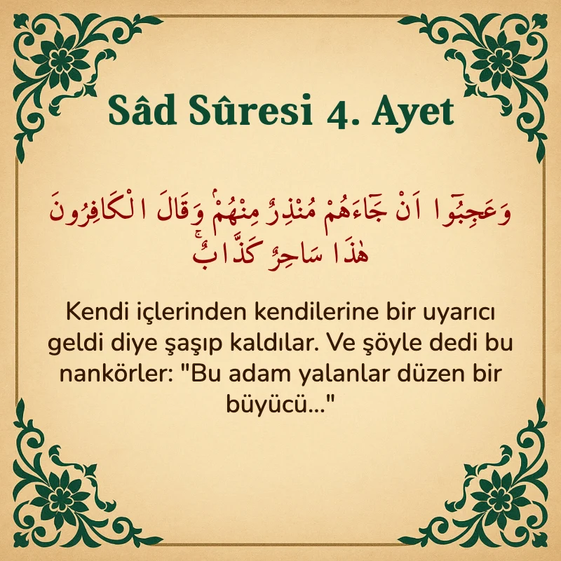 Sad Suresi 4. Ayet Arapça ve Türkçe meali