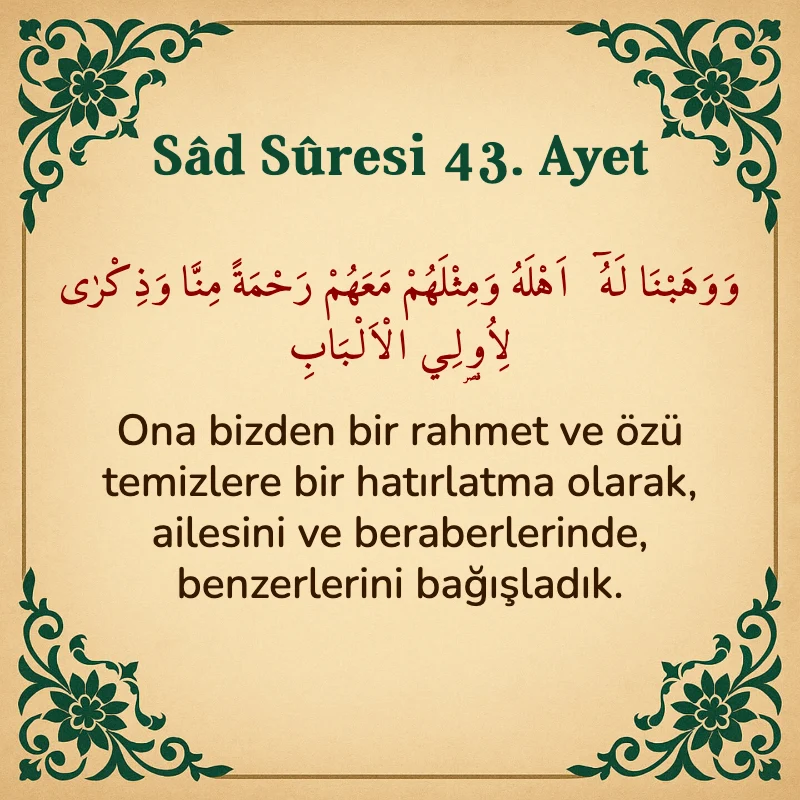 Sad Suresi 43. Ayet Arapça ve Türkçe meali