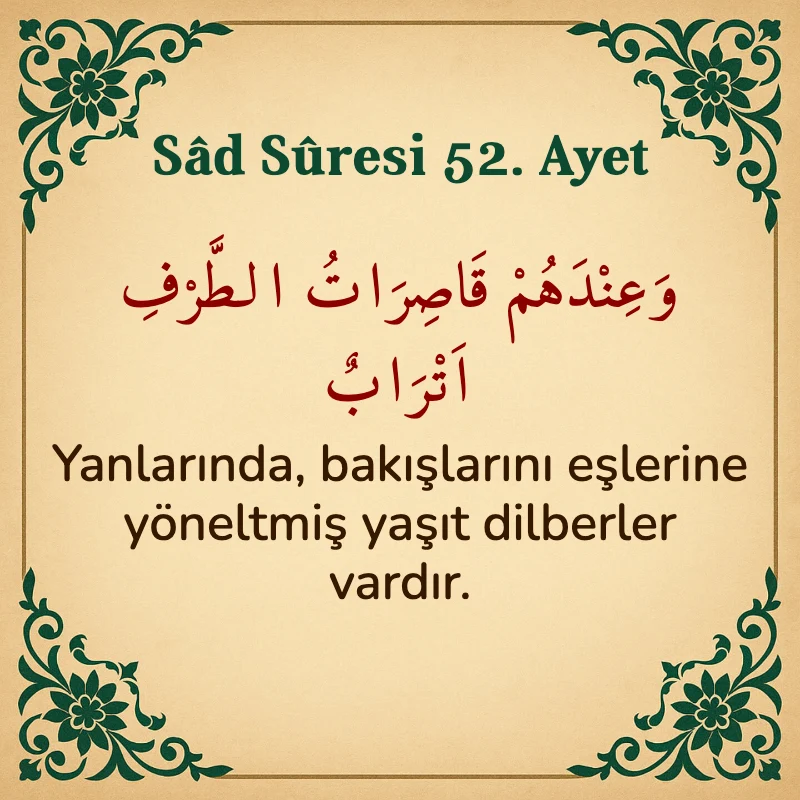 Sad Suresi 52. Ayet Arapça ve Türkçe meali