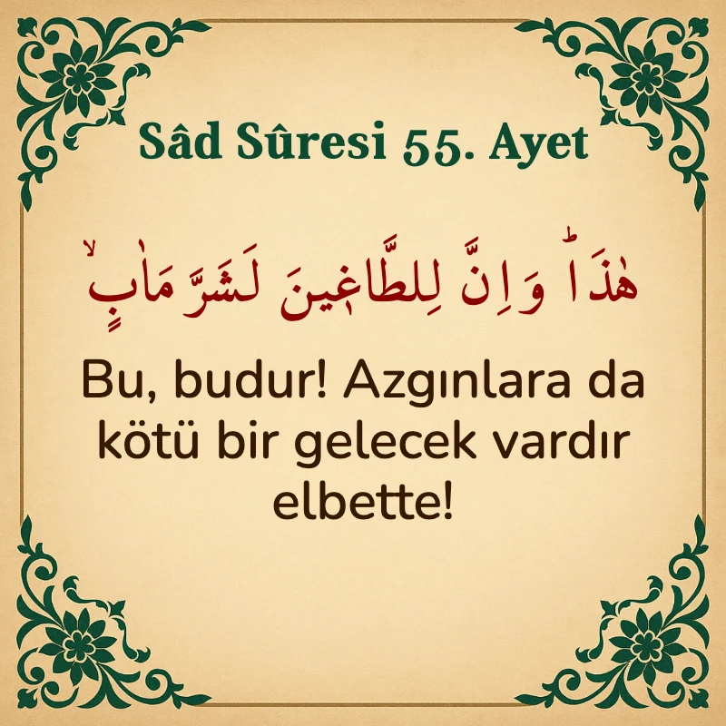 Sad Suresi 55. Ayet Arapça ve Türkçe meali