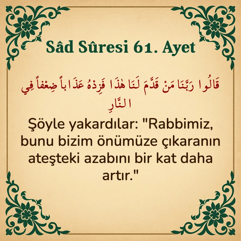 Sad Suresi 61. Ayet Arapça ve Türkçe meali