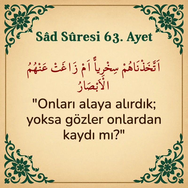 Sad Suresi 63. Ayet Arapça ve Türkçe meali