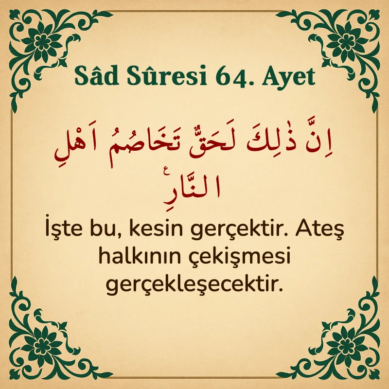 Sad Suresi 64. Ayet Arapça ve Türkçe meali