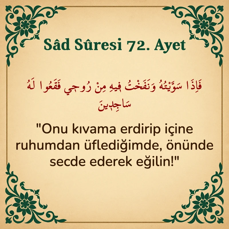 Sad Suresi 72. Ayet Arapça ve Türkçe meali