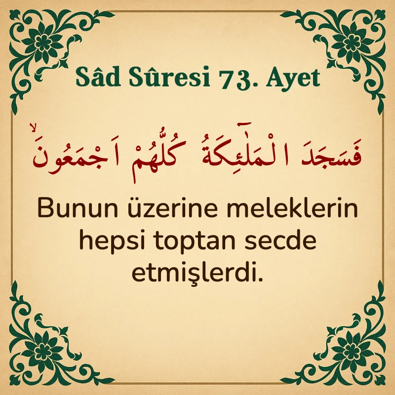 Sad Suresi 73. Ayet Arapça ve Türkçe meali