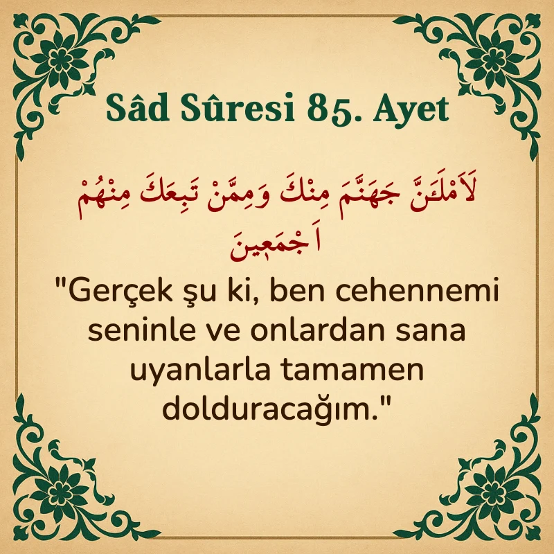 Sad Suresi 85. Ayet Arapça ve Türkçe meali