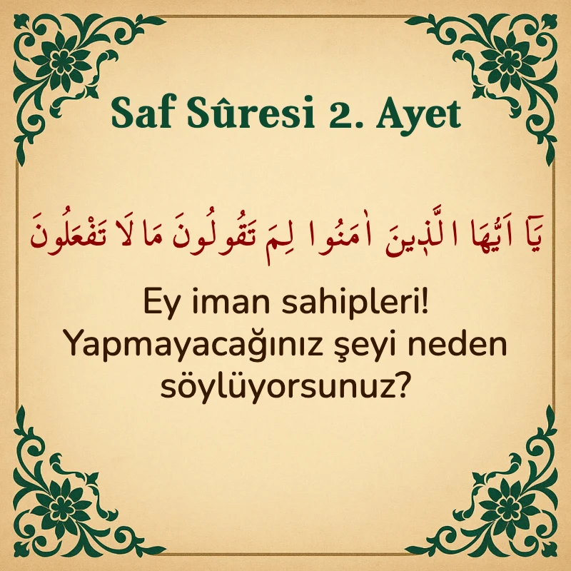 Saf Suresi 2. Ayet Arapça ve Türkçe meali
