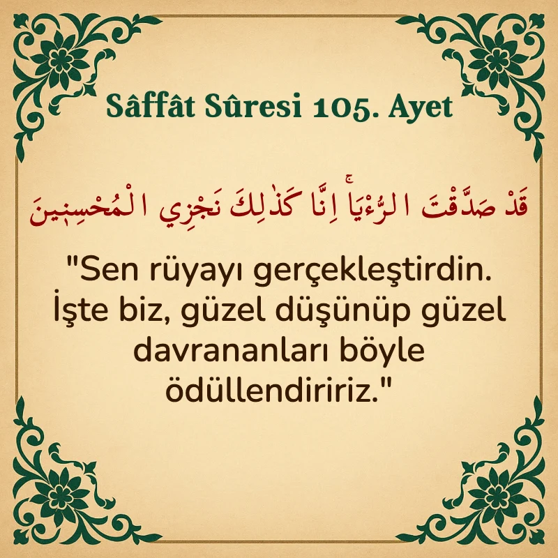 Saffat Suresi 105. Ayet Arapça ve Türkçe meali