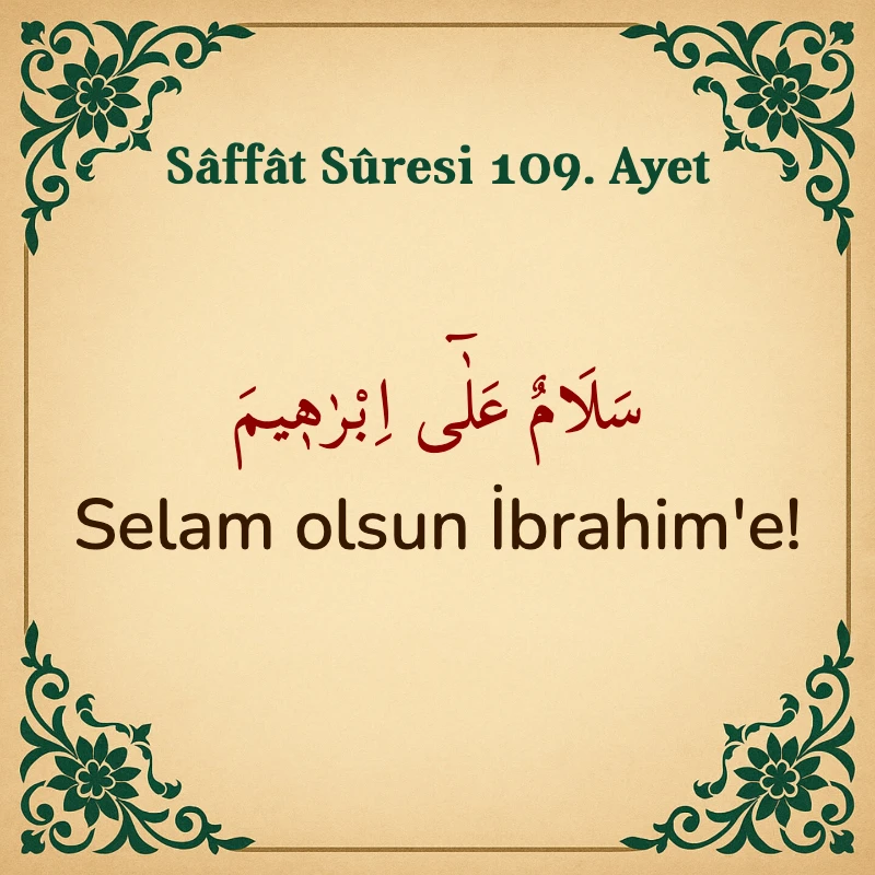 Saffat Suresi 109. Ayet Arapça ve Türkçe meali