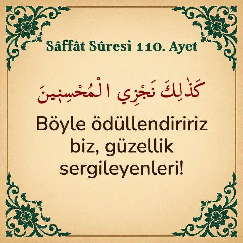 Saffat Suresi 110. Ayet Arapça ve Türkçe meali