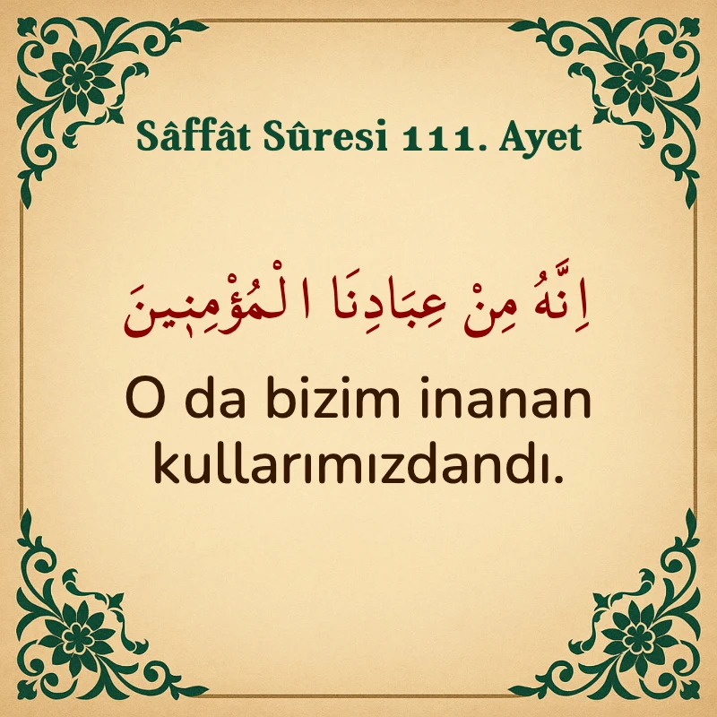 Saffat Suresi 111. Ayet Arapça ve Türkçe meali