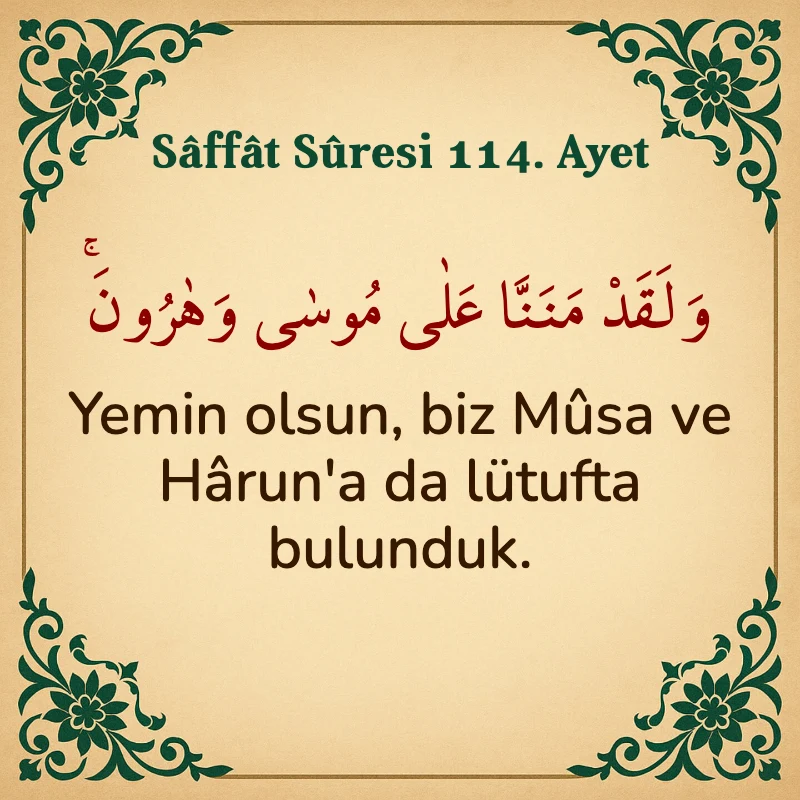 Saffat Suresi 114. Ayet Arapça ve Türkçe meali