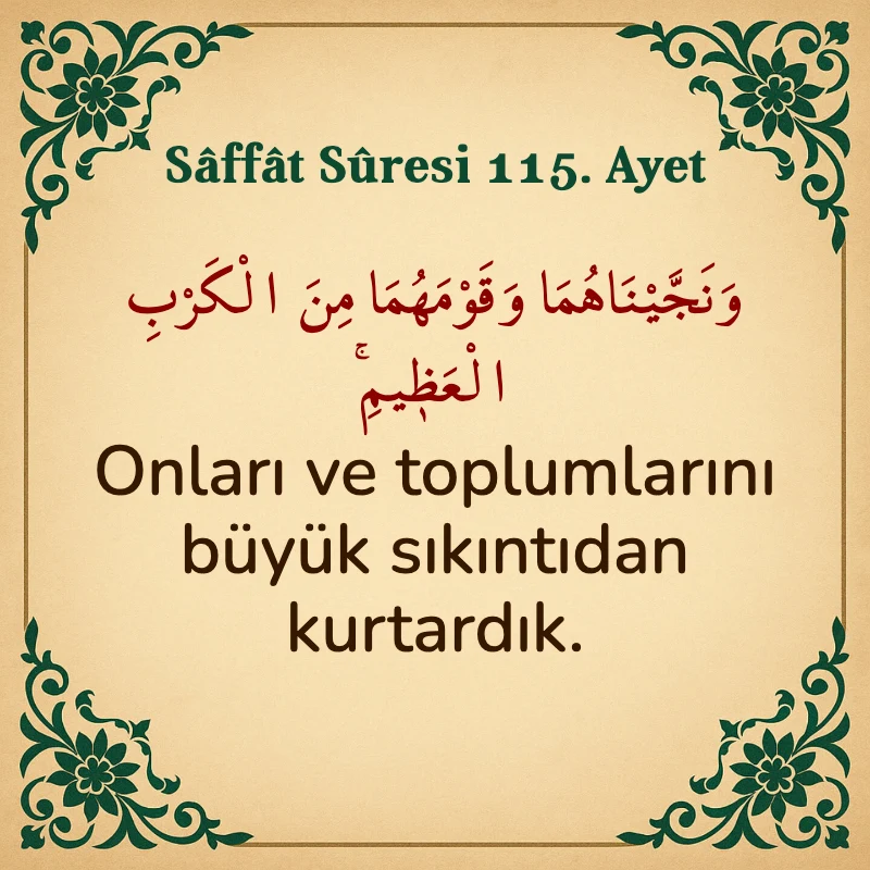 Saffat Suresi 115. Ayet Arapça ve Türkçe meali