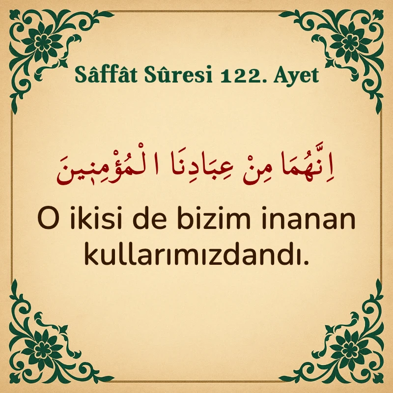 Saffat Suresi 122. Ayet Arapça ve Türkçe meali