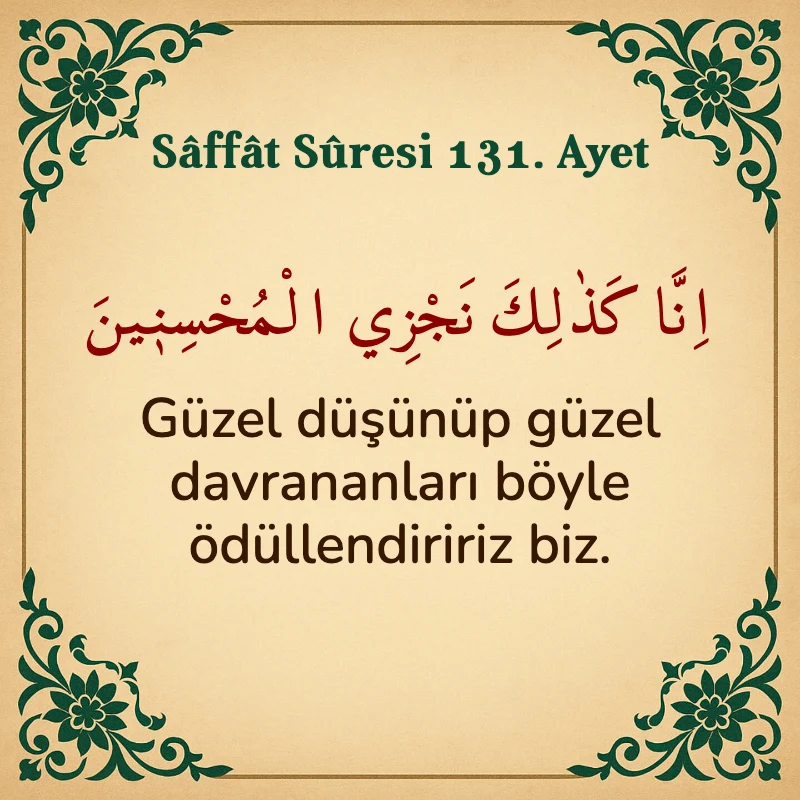 Saffat Suresi 131. Ayet Arapça ve Türkçe meali