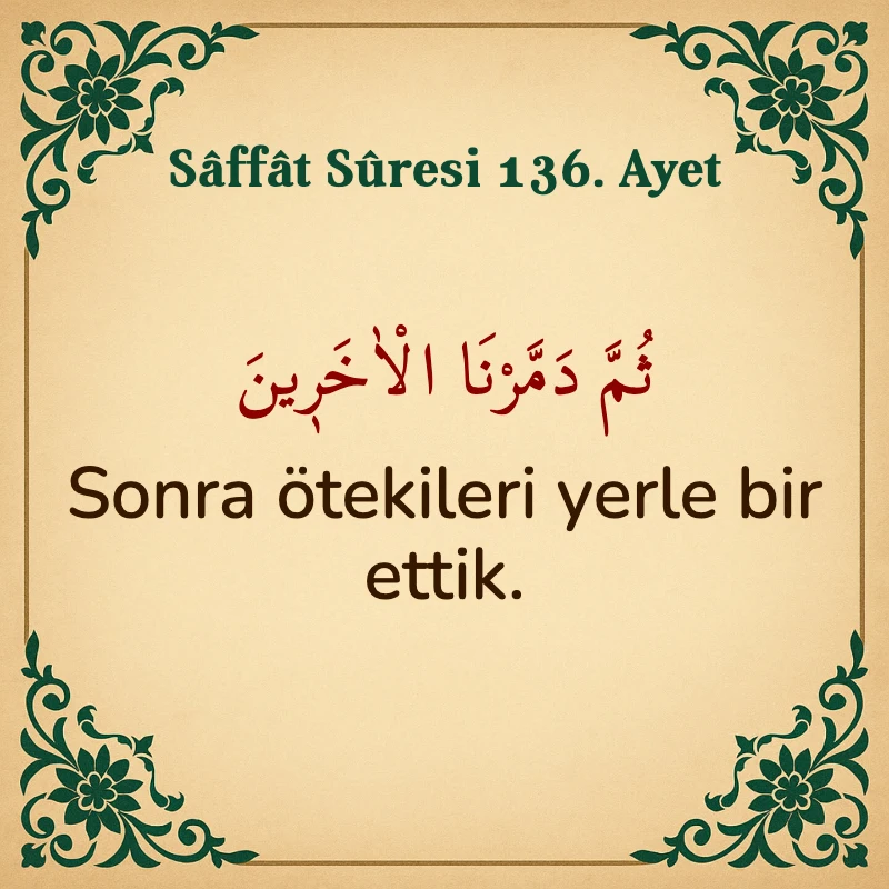 Saffat Suresi 136. Ayet Arapça ve Türkçe meali