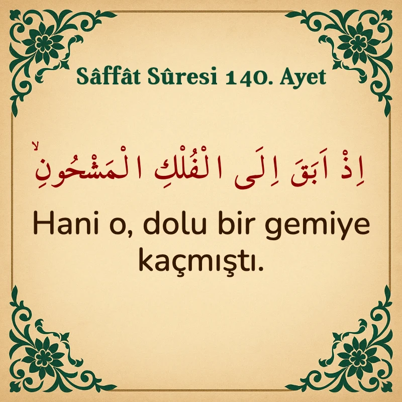 Saffat Suresi 140. Ayet Arapça ve Türkçe meali