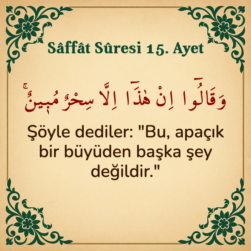 Saffat Suresi 15. Ayet Arapça ve Türkçe meali